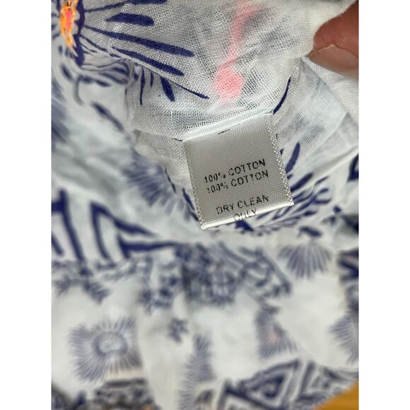 Saks Fifth Avenue Women's L White Coverup Cotton Poncho Tassel Beach Pool Boxy - Picture 3 of 7